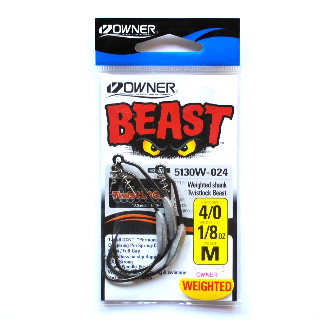 Owner® Beast™ 4/0 Weighted, 1/8 oz, 3 Pack - Pure Flats LLC